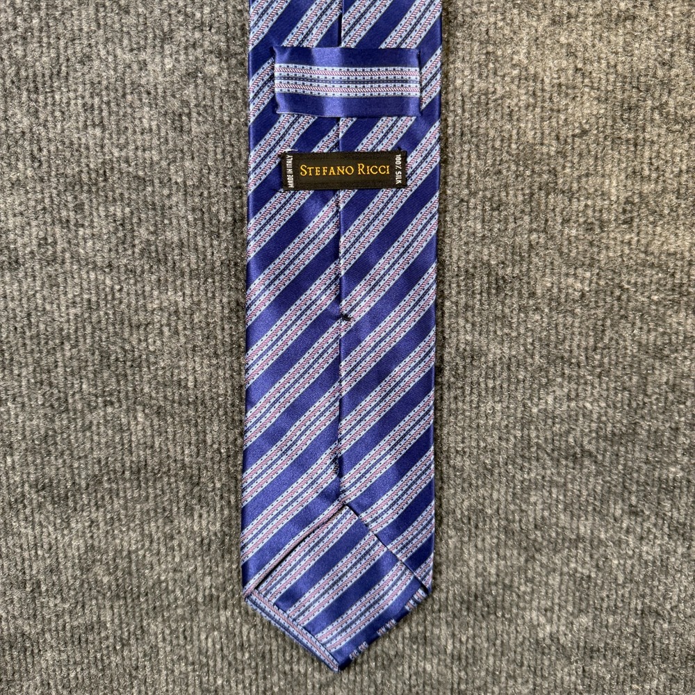 Stefano Ricci Purple Blue Floral Silk Men Tie 3.5" x 60" Width Luxury Italian